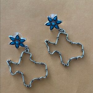 Texas state with aqua flower base.